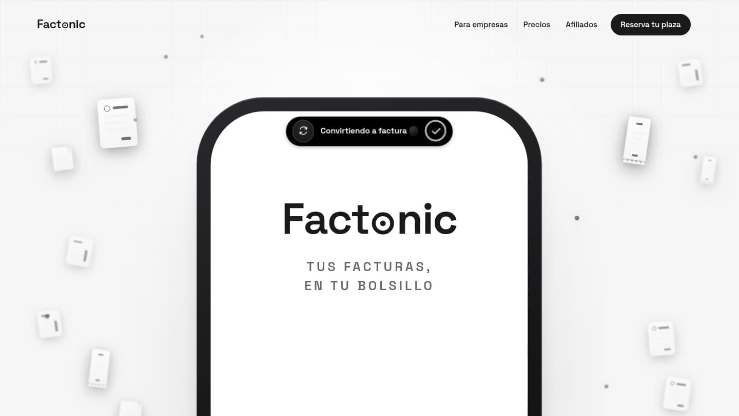 Web real de Factonic, producto propio de Zyntara